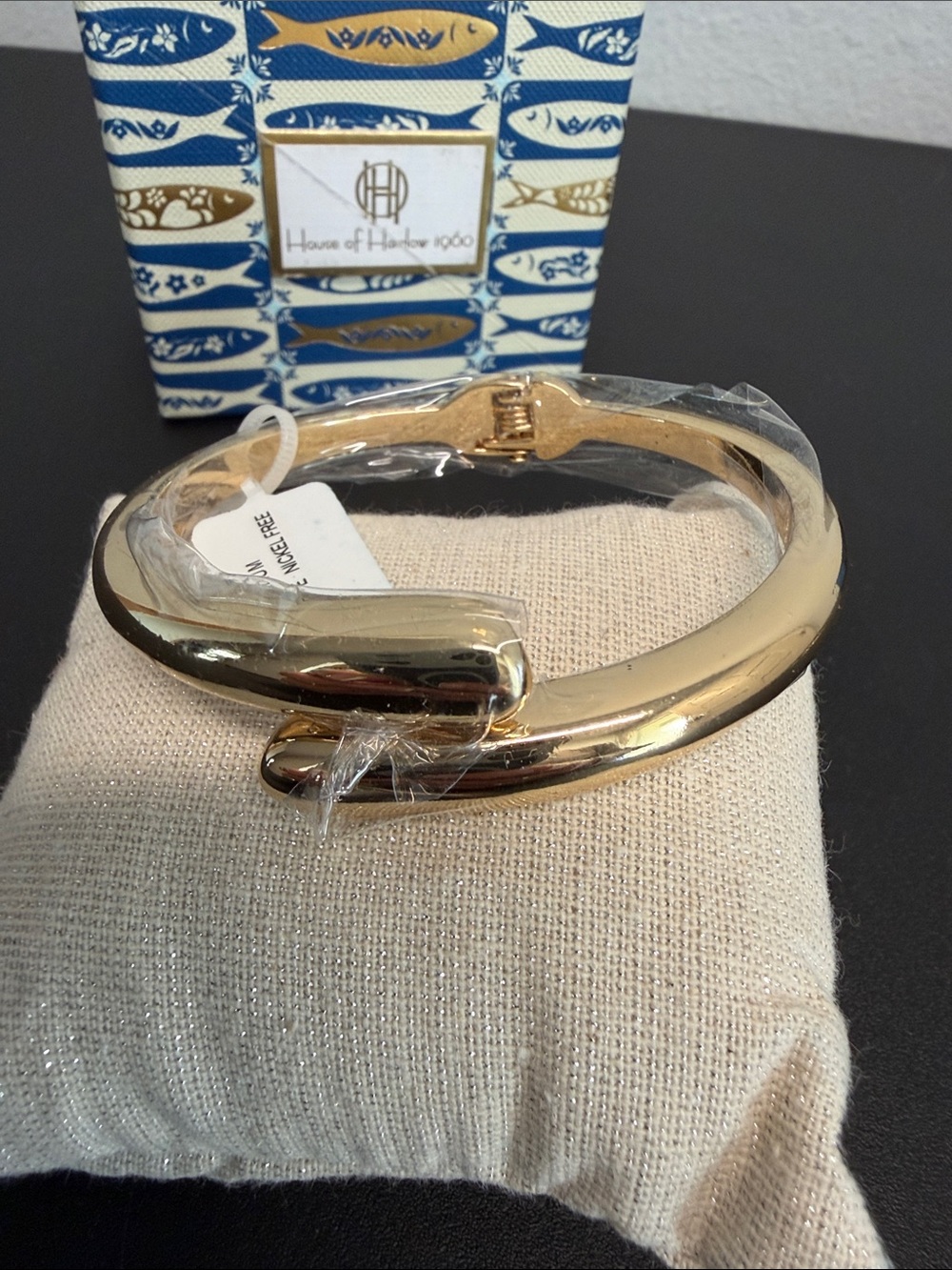 House of Harlow 1960 | Gold-Tone Puff Hinged Cuff Classic Bangle Bracelet - Picture 7 of 7
